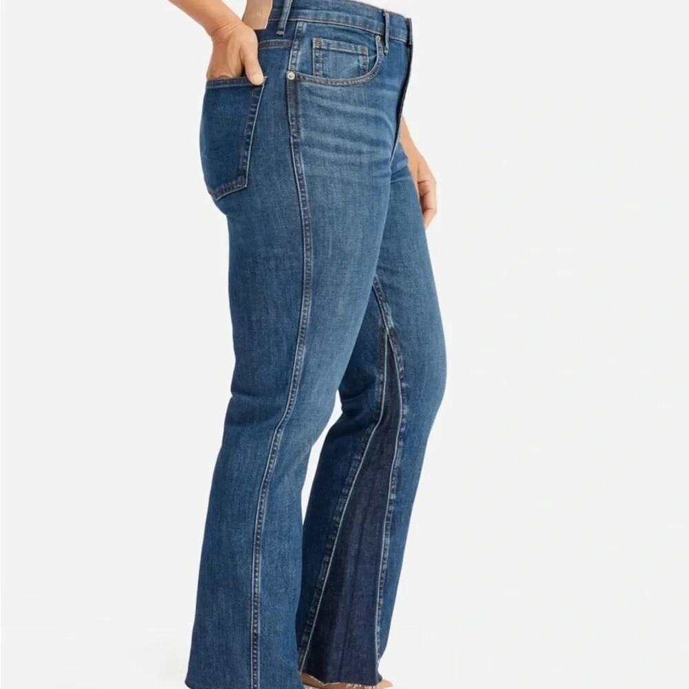 Everlane The Cheeky Crop Bootcut Jean Womens 26 Two Tone Blue Frayed Hem Stretch